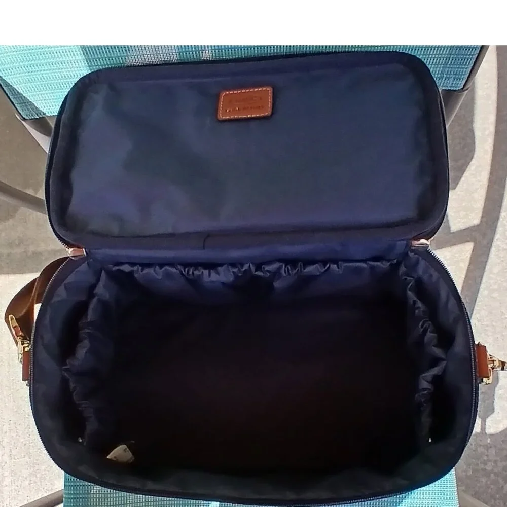 Bric's Dark Ocean Blue - Blue and Brown - Tuscan Train Beauty Case - Travel Bag - Picture 9 of 14